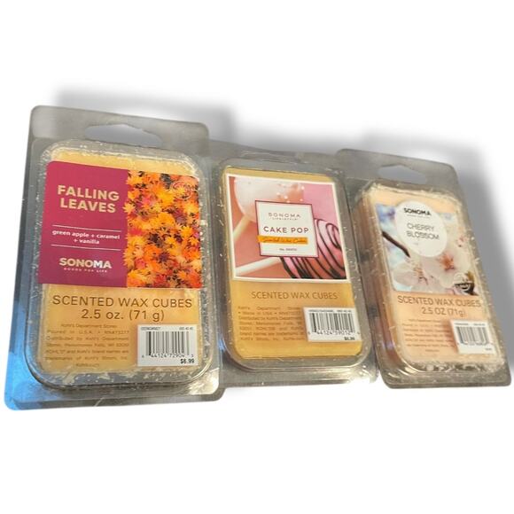 Sonoma Scented Wax Cubes Melts Falling Leaves Cake Pop & Cherry Blossom Lot of 3 - Picture 2 of 10